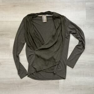 Dolan Left Coast Collection Womens Surplice top Olive Green Fall Fashion XS